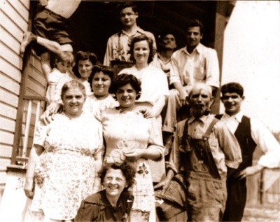 Dell'Arciprete/Priest family on porch, taken on the family farm in New Jersey