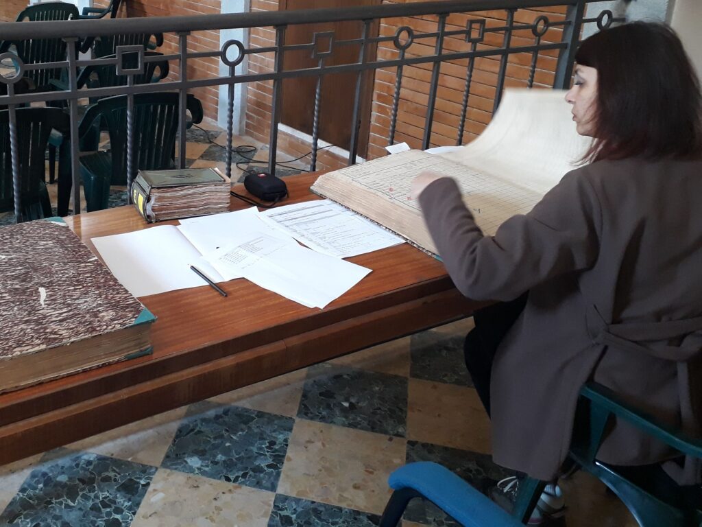 Elif researching a register